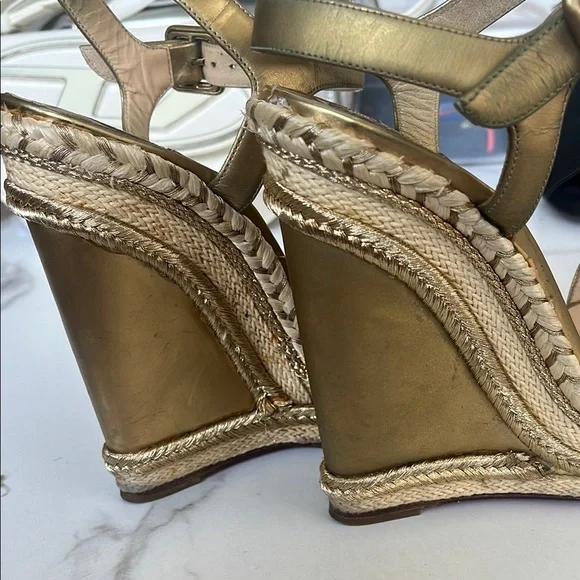 Christian Louboutin Gold Wedges - Picture 8 of 11